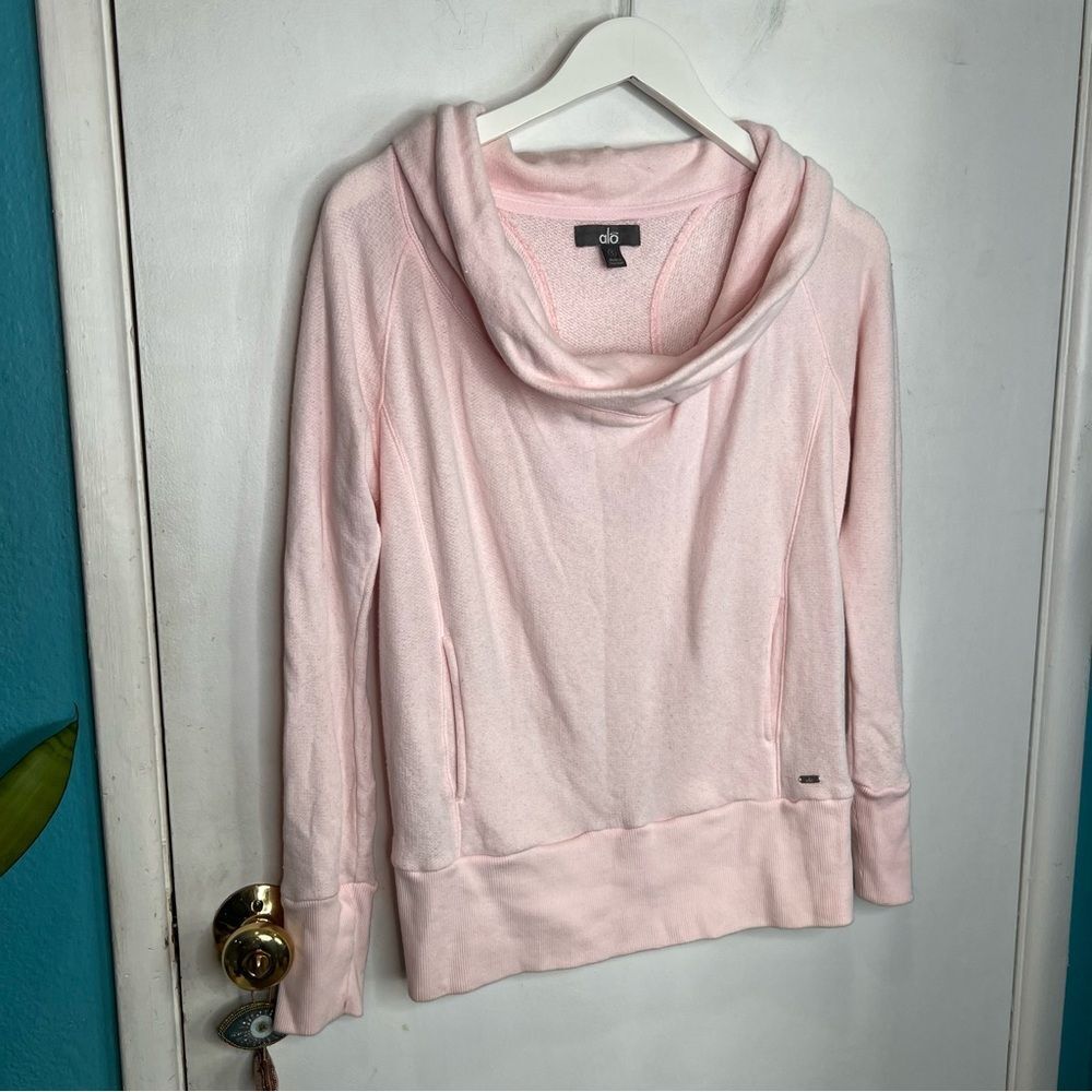 Alo yoga cotton candy pink cawl neck with pockets long sleeves sweater